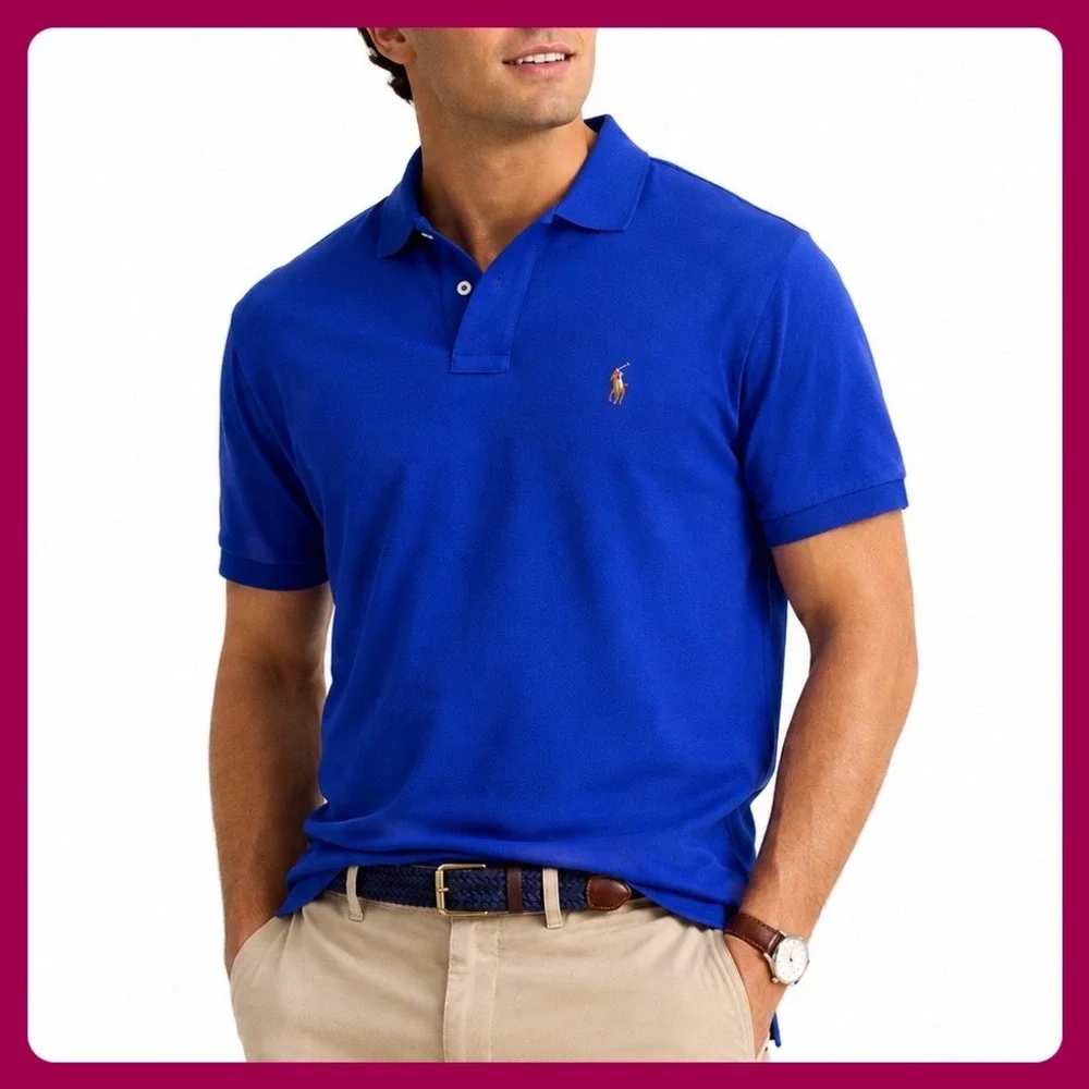 Polo Ralph Lauren Pima Soft Touch Shirt Men XL Rugby Royal Blue Flesh Pony NWT
